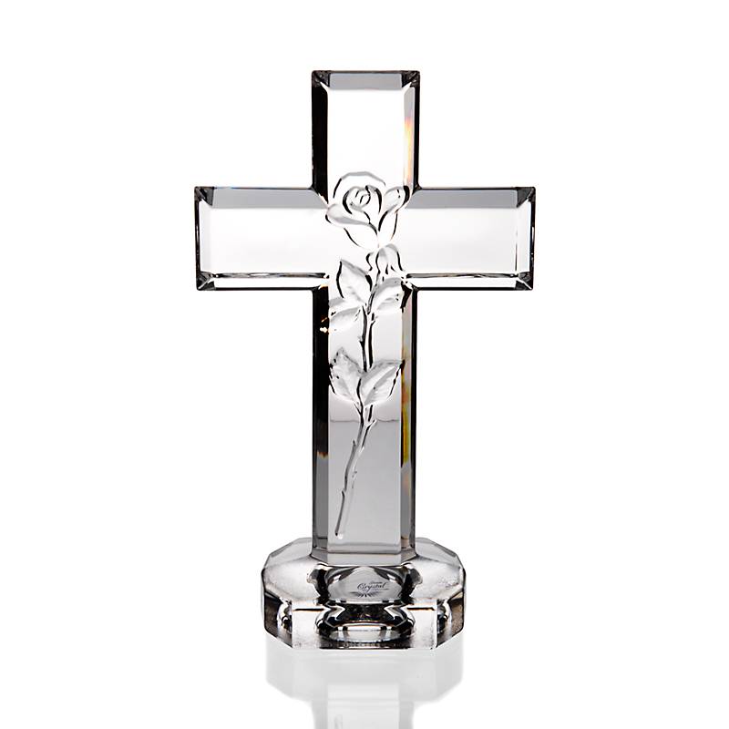 Glaskreuz mit Rose Religious 21cm