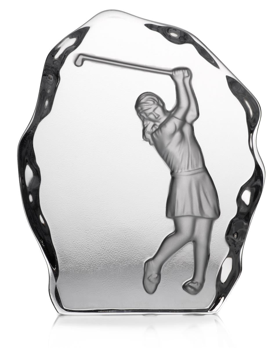 Glaspokal Golfspielerin Frau Bleikristall teilmattiert 18,5cm