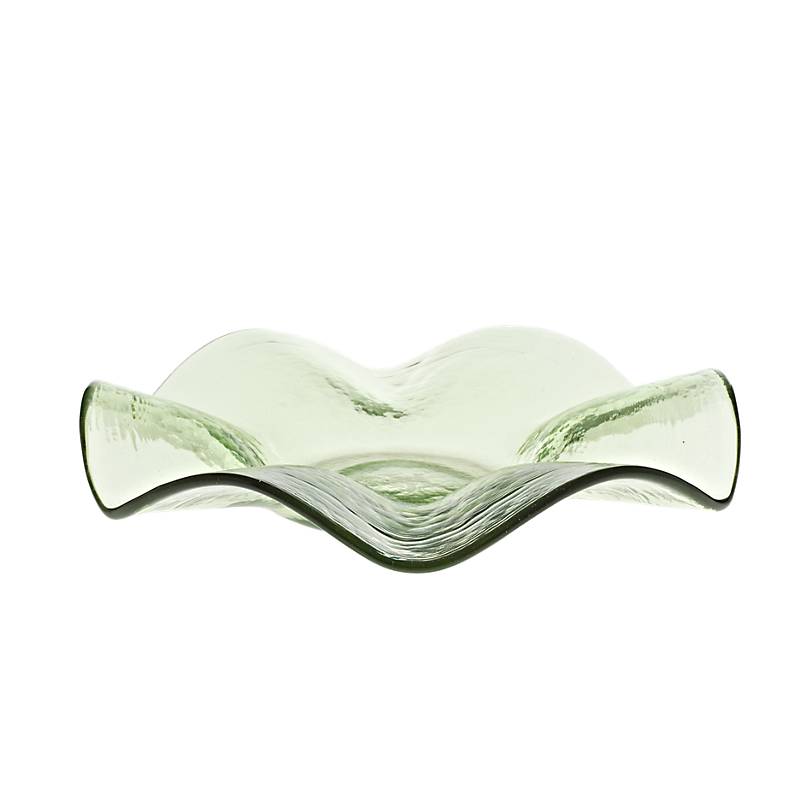 Glasschale Thüringer Waldglas grün 23cm gewellt Schüssel Gefäß Handmade