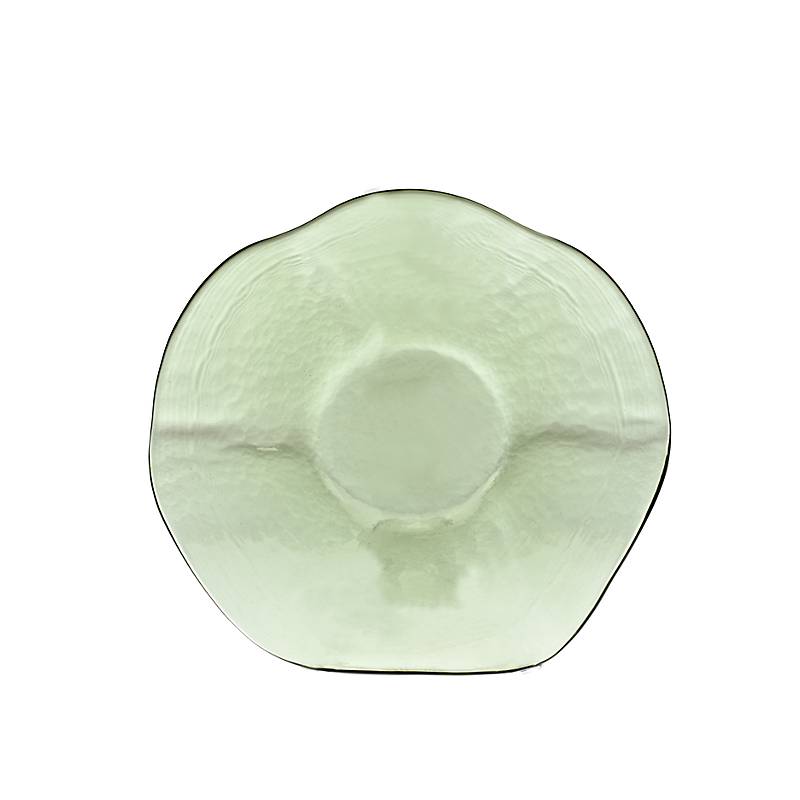 Glasschale Thüringer Waldglas grün 23cm gewellt Schüssel Gefäß Handmade