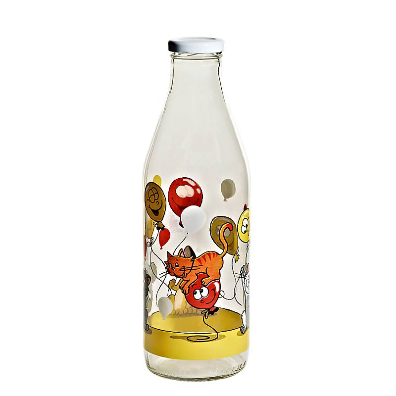 Milchflasche mit Deckel "Nadia" (1 Liter)