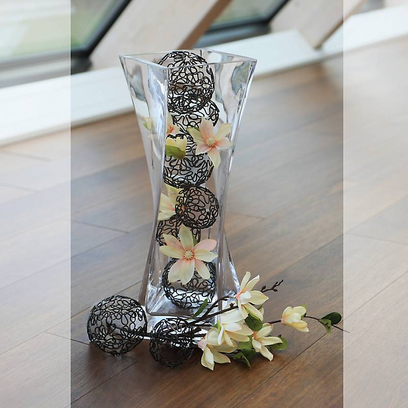 Glasvase Twister Famous 40cm gedrehte Blumenvase Deko Gefäß Klarglas Geschenk