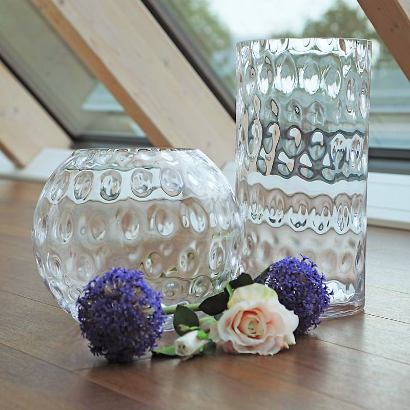 Glasvase Bubble Famous 40cm Zylinder Blumenvase Deko Gefäß Klarglas Geschenk