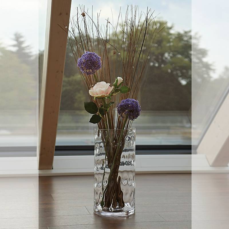 Glasvase Bubble Famous 40cm Zylinder Blumenvase Deko Gefäß Klarglas Geschenk