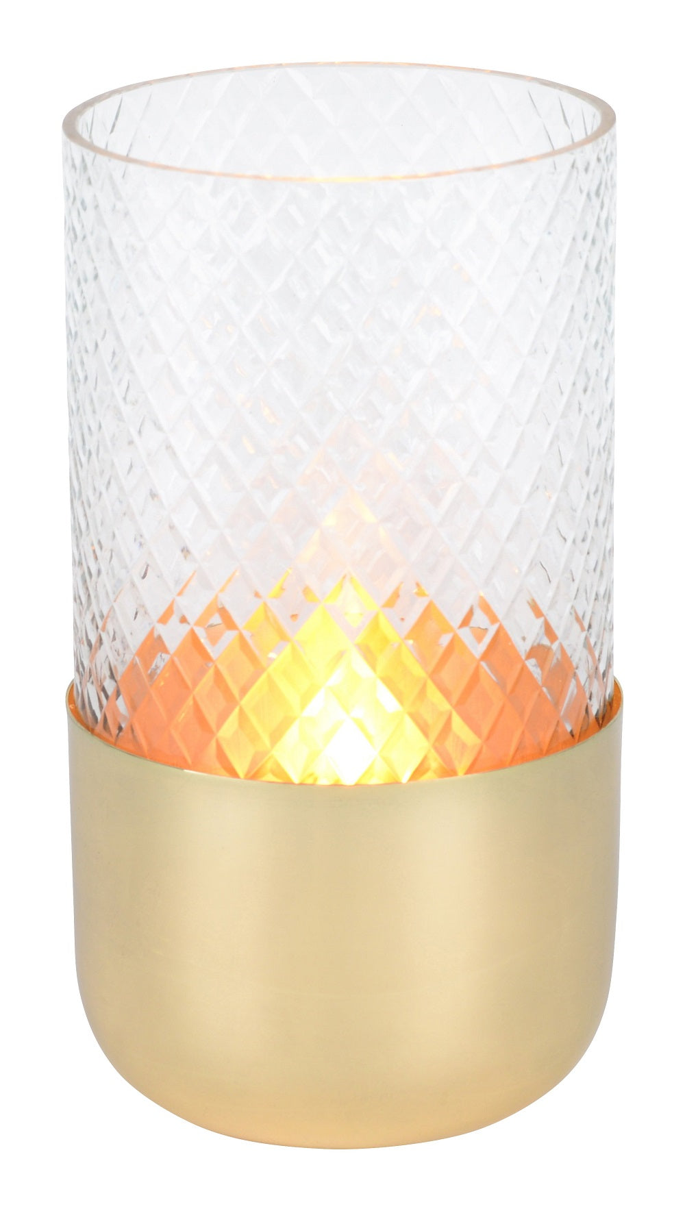 Marylebone klar/gold Vase Deko 19cm Windlicht Glas/Metall