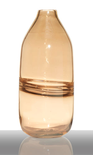 Glasvase Flasche Dekovase Blütenvase Bottle Line Braun 30 cm