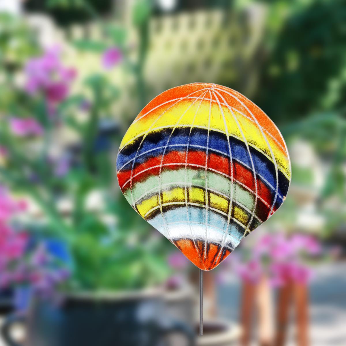 Gartenstecker Glasbild Ballon bunt Fusing 43 cm