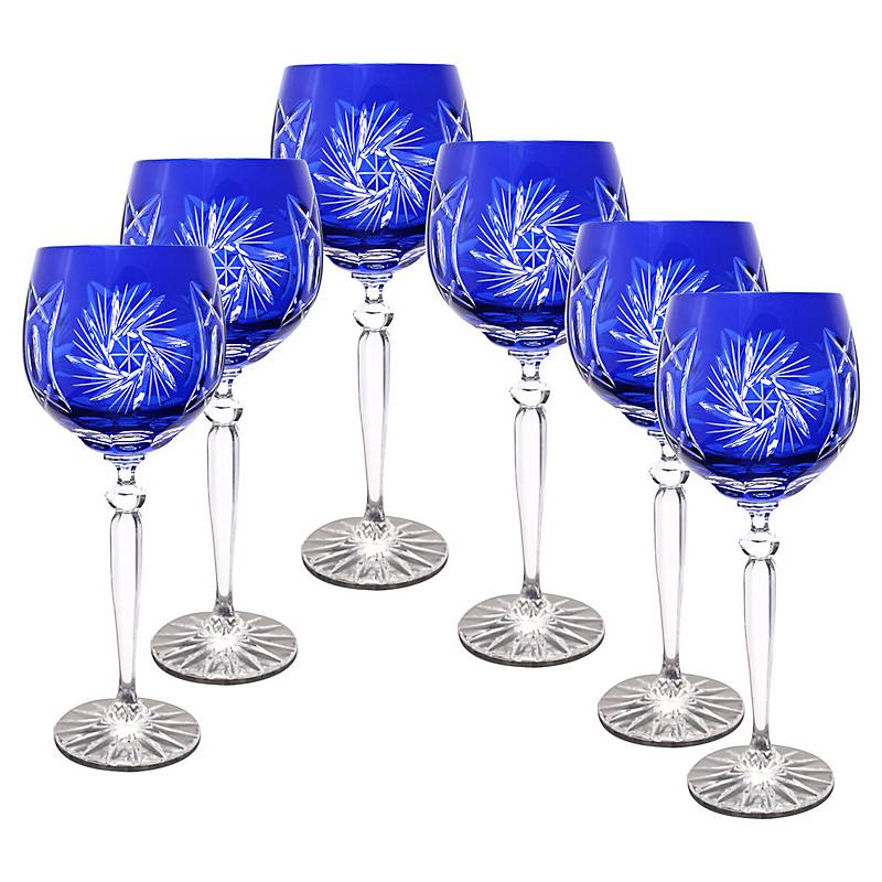 Weinglas blau Schleuderstern 6er Set (300ml)