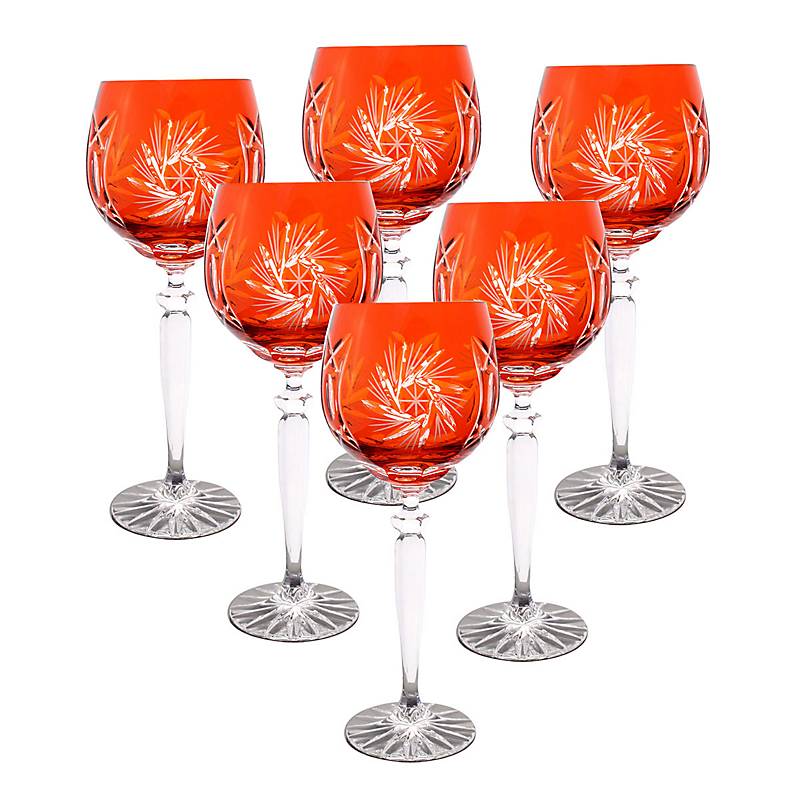 Weinglas orange Schleuderstern 6er Set (300ml)