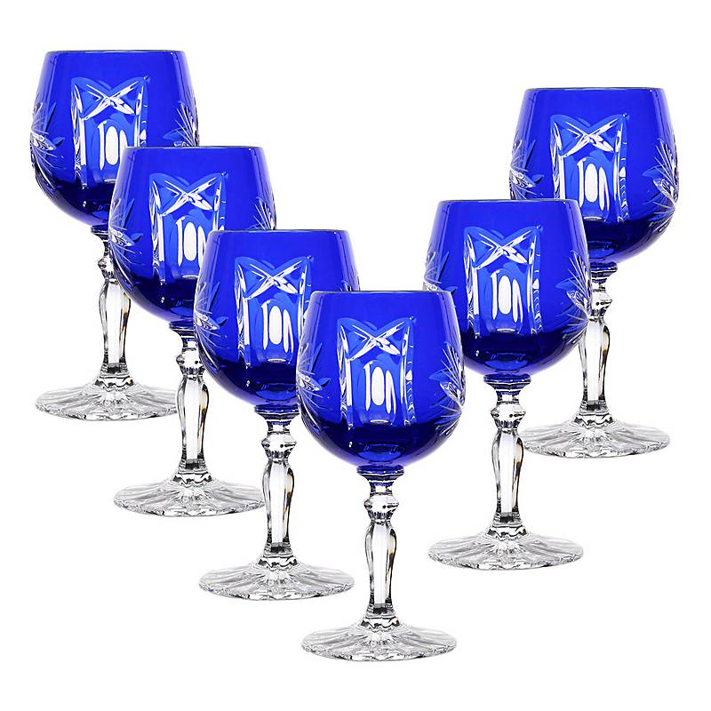 Likörglas blau Schleuderstern 6er Set (60ml)