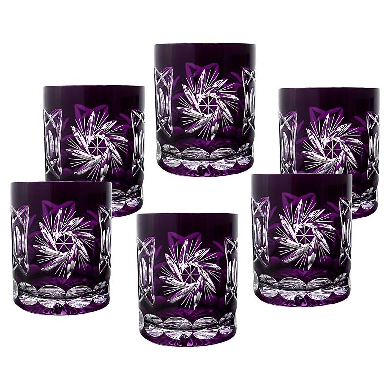 Whiskyglas violett Schleuderstern 6er Set (280ml)