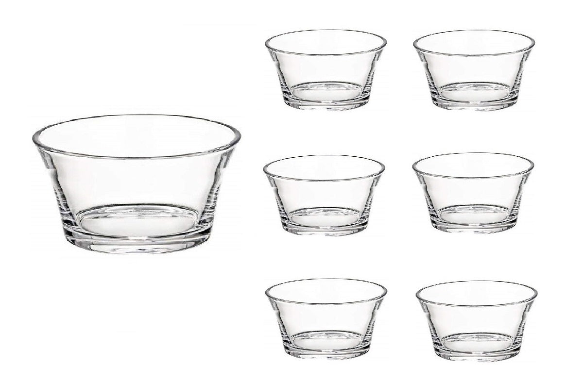 Schalenset 7-tlg Loft Salat Dessert SchŸsseln Buffet Glas Kristallklar 21cm 12cm
