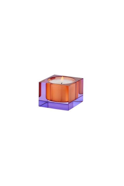 Teelichthalter Sari Kristallglas 3,7cm lila/orange