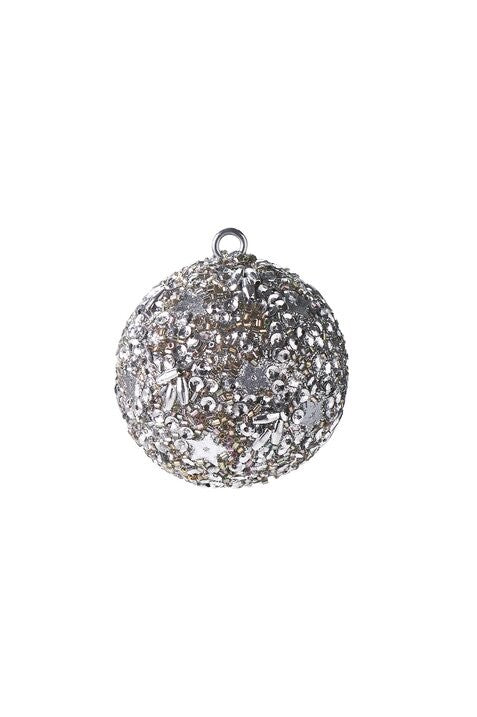 Weihnachtskugel Opium Sterne (Perlen Pailletten) silber