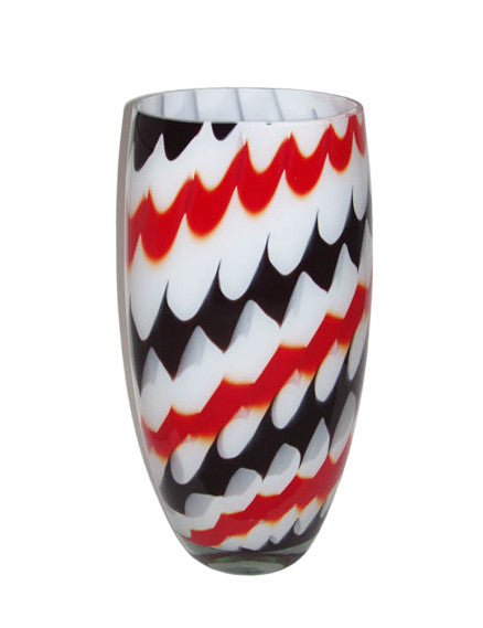 Glasvase weiß-schwarz-rot Jozy Art Queen 38 cm