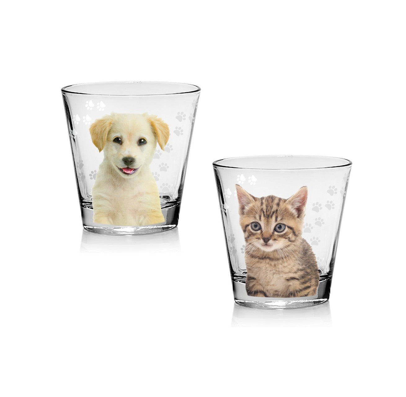 Wasserglas Motiv Katze/Hund Trinkbecher 250 ml