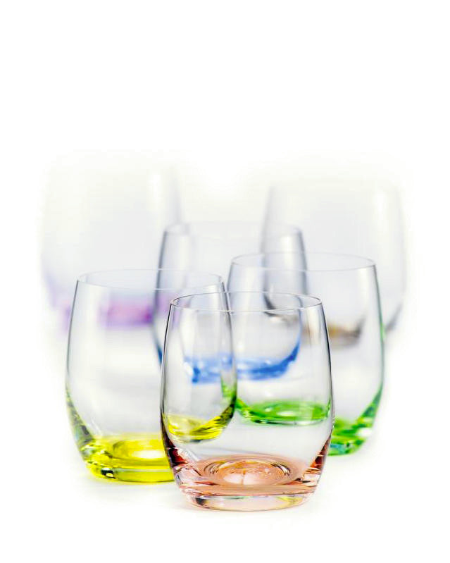 Trinkgläser 6er-Set Rainbow 300ml Becherglas Wasserglas Saft Kristallglas farbig