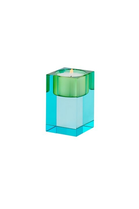 Teelichthalter Sari Kristallglas 7,7cm blau/grün
