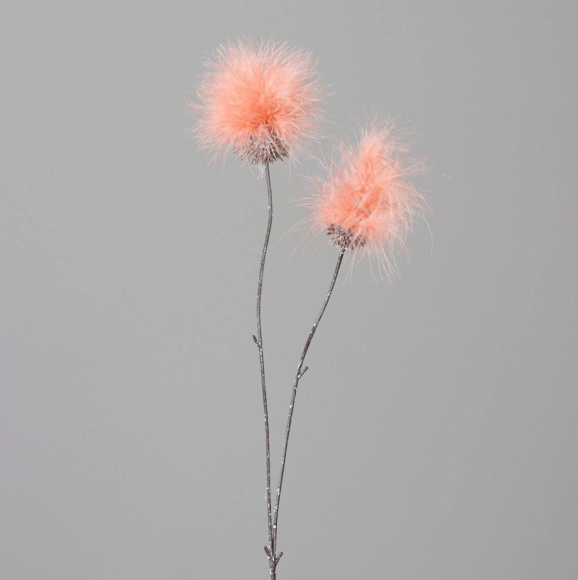 Kunstblume Federn Zweig, 55cm peach mit 2 Knospen
