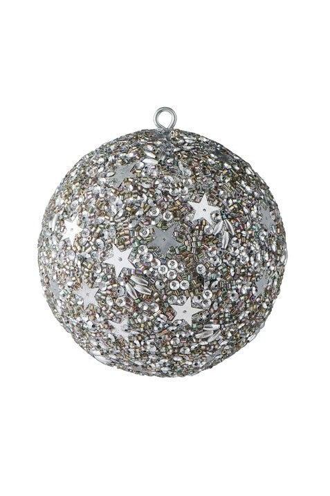 Weihnachtskugel Opium Sterne (Perlen Pailletten) silber