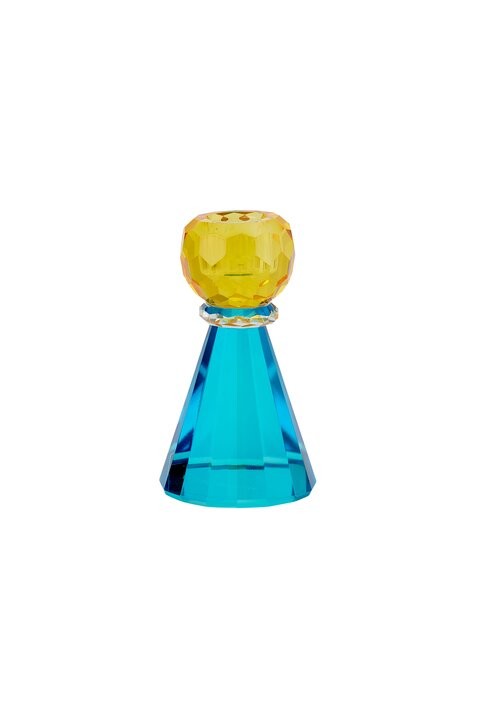 Kerzenhalter Sari Kristallglas 11,5cm Konus gelb/blau