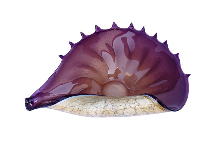 Glasschale Muschel violett Jozy Art Queen 35 cm