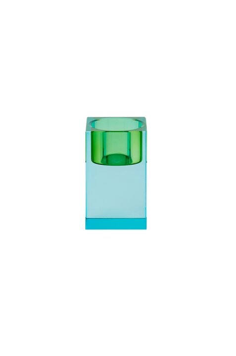 Teelichthalter Sari Kristallglas 7,7cm blau/grün